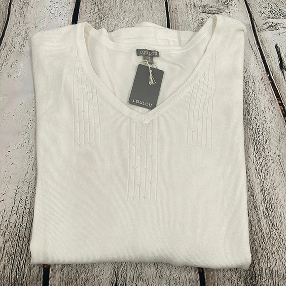 NWT! Women’s LouLou white short sleeve sweater 3X - Picture 2 of 5